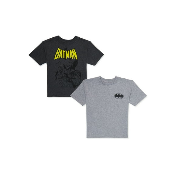 Batman Boys Short Sleeve Classic Comic Graphic Tee, 2-Pack, Sizes XS-2XL