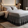 thumbnail image 6 of Non Slip Bed Skirt, Elastic Pleated Dust Ruffle for Mattress, Wrap Around Bed Cover for Home Bedroom Queen King Size, 6 of 6