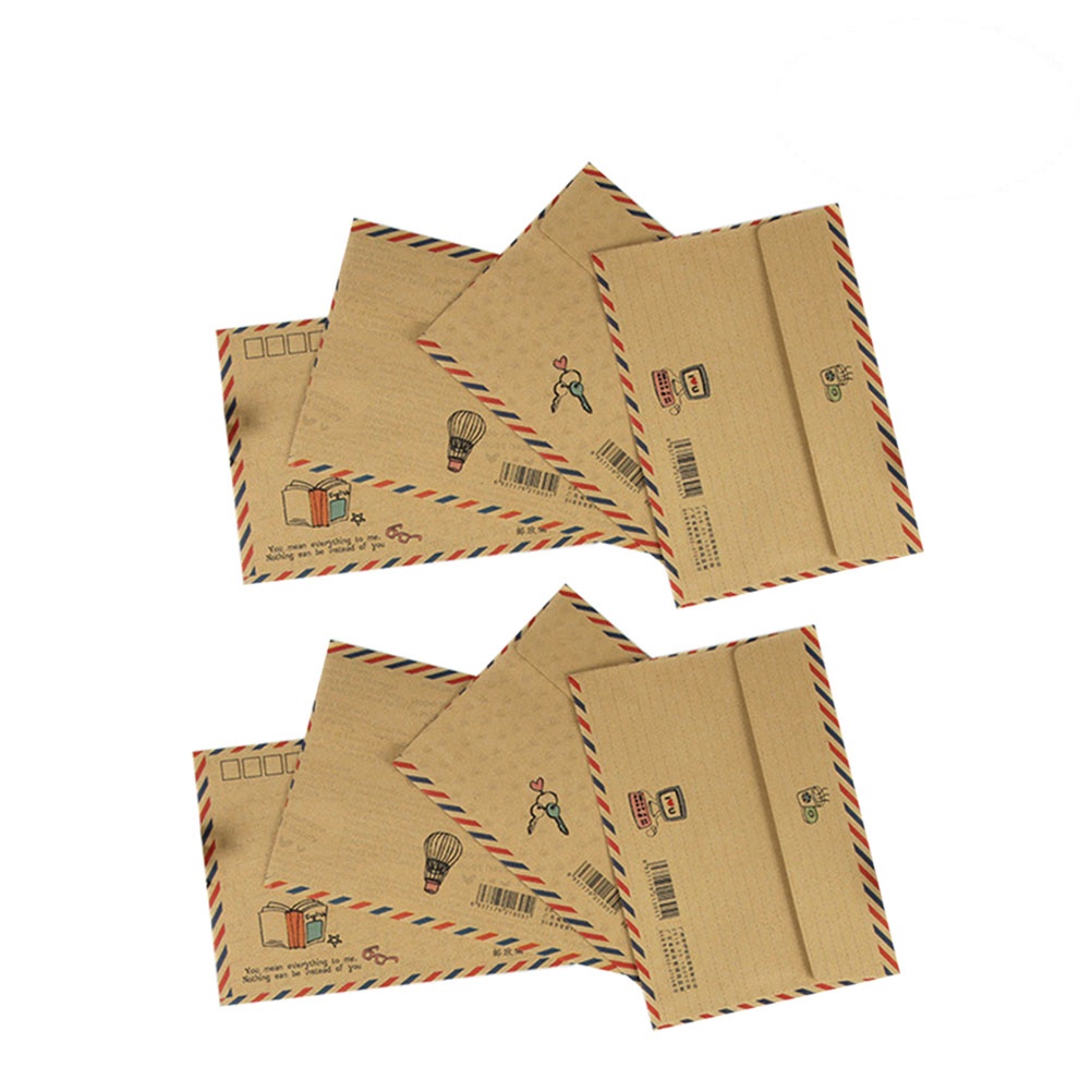 8Pcs Vintage Kraft Classic Envelopes Air Mail B6 Mini Envelopes Post
