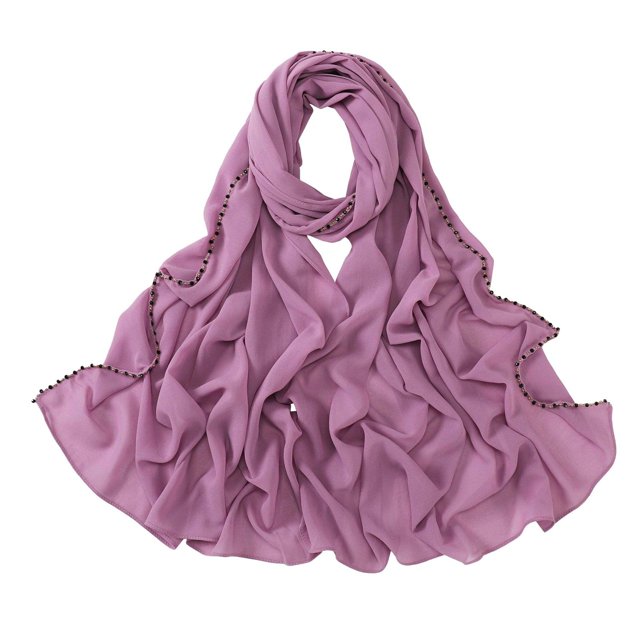Clearance!Uooqdmx Head Scarf, Chiffon Scarf, Head Scarf for Women's Hair, Women's Solid Color Crinkled Hat with Muslim Ethnic Hijab, Head Coverings for Women, Purple A