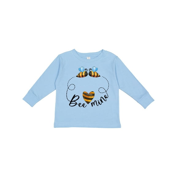Inktastic Valentine’s Day Bee Mine Cute Bees and Heart Boys or Girls Long Sleeve Toddler T-Shirt