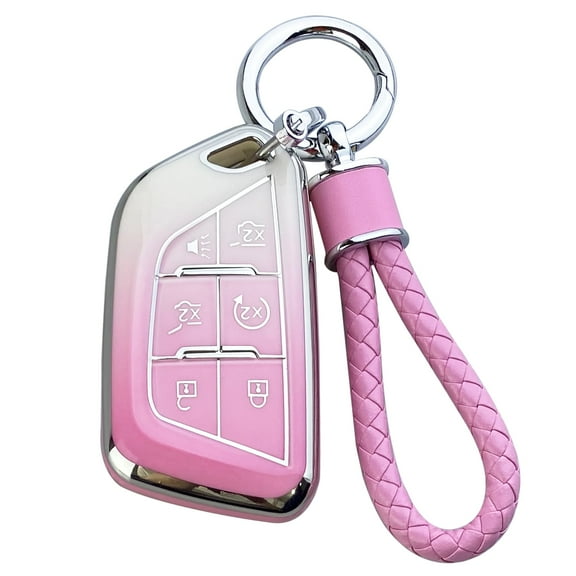 Yuebutor Key Fob Cover Case Compatible with Cadillac 2020-2023 CT5 CT6 XTS XT4 XT5 XT6 ATS Escalade ESV Accessories Shell
