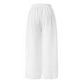 thumbnail image 4 of Rhuody Comfy Pants Women Flowy Wide Leg Pants High Waisted Elastic Waistband Chiffon Trousers With Pockets Soft Clothing White L, 4 of 5