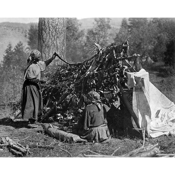 Print: Drying Meat--Flathead, 1910