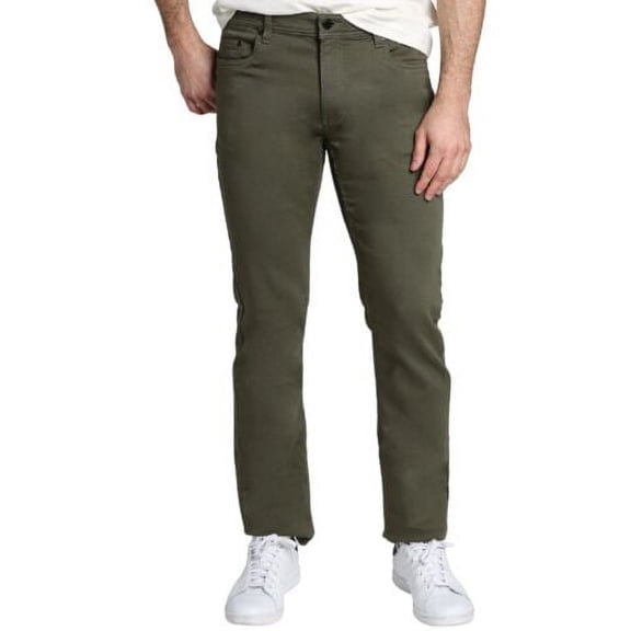 Jachs New York Pants Mens Slim Fit Stretch Tech Pants Mid Rise Traveler 5 Pocket (Green, 32X30)
