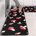 thumbnail image 2 of Kitchen Rugs Sets Of 2,Red Mushroom Polka Dot Black Pattern Anti Fatigue Kitchen Mat Rugs Non Slip Washable,Decorative Kitchen Floor Mats for Kitchen,Sink,Laundry,17"x47"+17"x47", 2 of 5