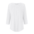 thumbnail image 5 of Tunic Tops for Women Loose Fit Dressy! Comdrip 3/4 Length Sleeve Womens Tops Round Neck Casual Tunic Tops Basic Pleated Shirts Loose Fit 2025 3/4 Sleeve Tops for Women White L, 5 of 6