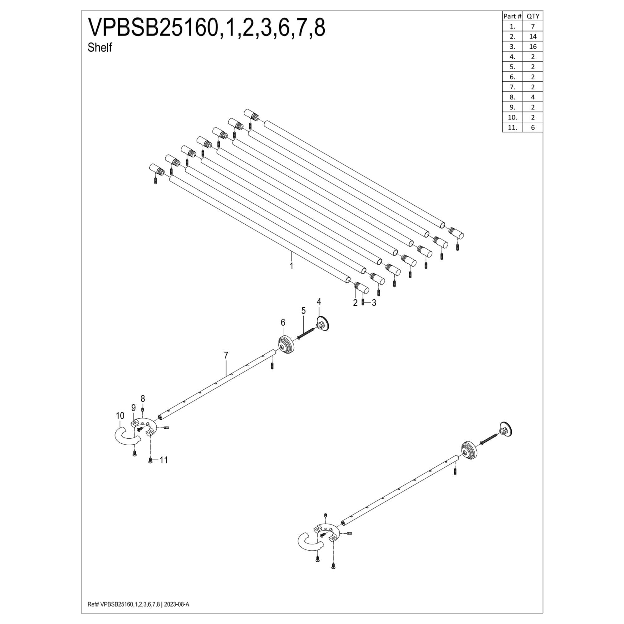 Kingston Brass VPBSB25161 Fauceture Console Leg Storage Shelf for VPB3308x Series, Polished Chrome