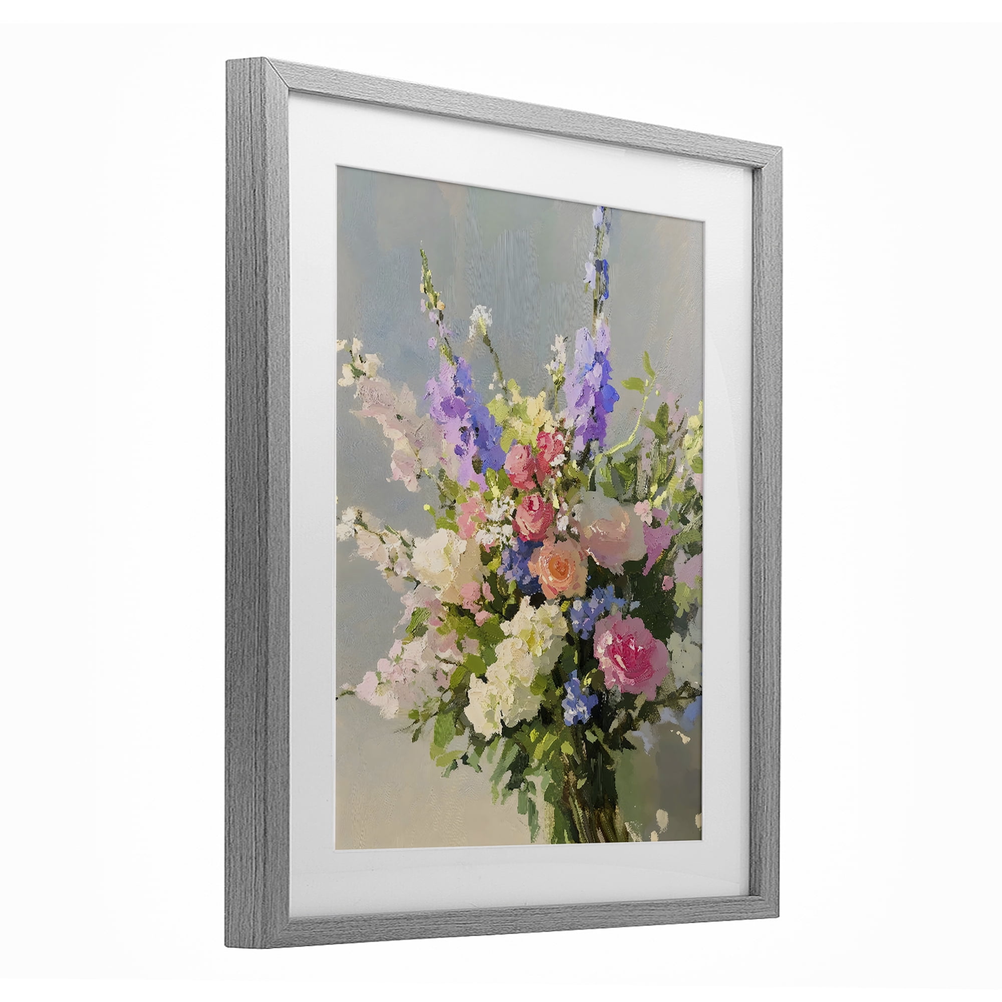 Stupell Industries Romantic Pastel Garden Bouquet Gray Framed Print Under Glass, design by The Prints Vibe