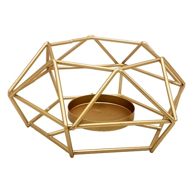 Portavelas de metal para té, portavelas decorativo de hierro hueco, C