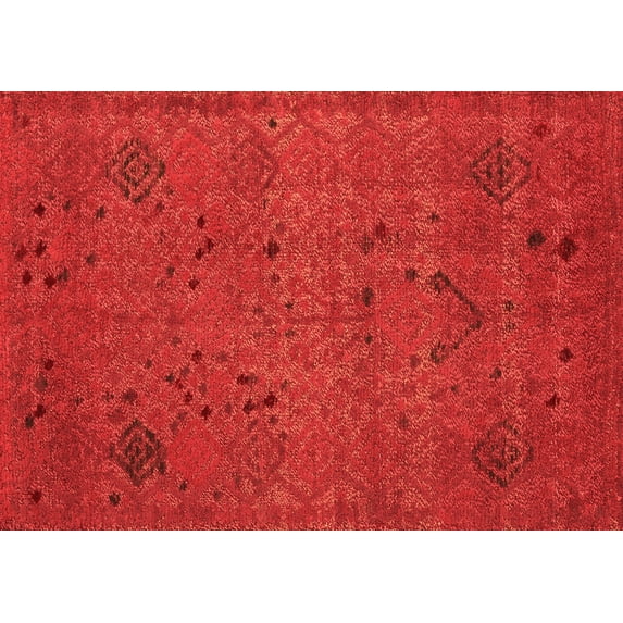 Ahgly Company Indoor Rectangle Abstract Orange Modern Area Rugs, 2' x 3'