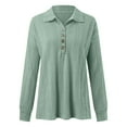 thumbnail image 6 of Pimfylm Women's Long Sleeve Shirts 2025 Fall Henley Dressy Loose Casual Tops Trendy Blouses Cute T-Shirts Outfits Clothes Green, S, 6 of 7