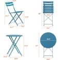 thumbnail image 7 of IdealHouse 3 Piece Patio Bistro Set, Folding Patio Bistro Table and Chairs Set of 2, Outdoor Patio Furniture Set, Metal Structure, No Assembly Need, for Balcony Yard Garden, Peacock Blue, 7 of 7
