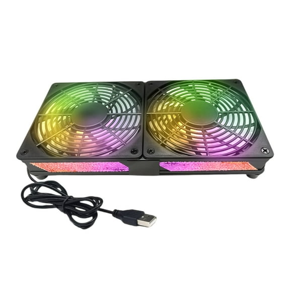 Router Cooling Fan PC Coolers HDTV Box Quiet 120mm Cabinet Cooling Fan with LED Light 12CM Protective Net