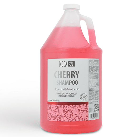 MODA - Moisturizing Shampoo for All Hair Types, Cherry, 128 Oz, Professional - Deeply Cleanses and Conditions, Strengthens, Restores and Shine your Hair