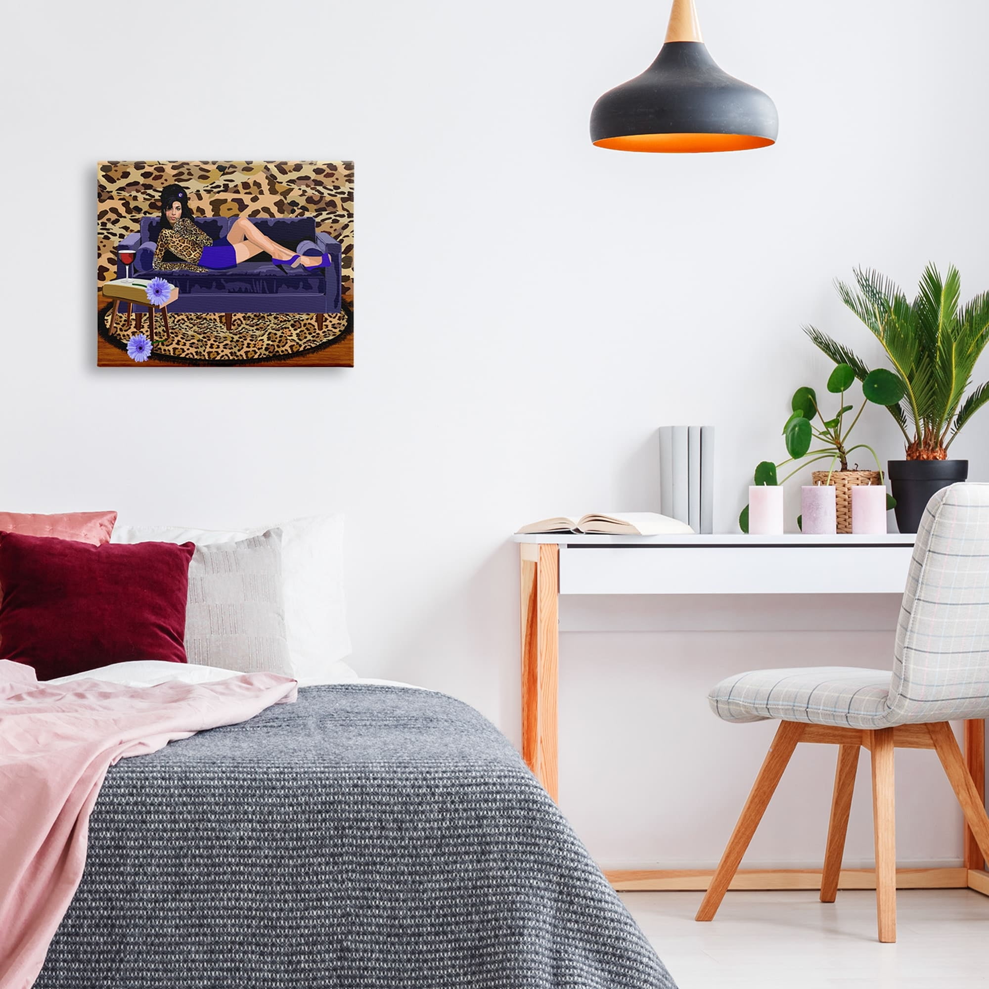 Stupell Industries Bold Winehouse Portrait Abstract Leopard Pattern Sofa , 40 x 30, Design by Lynnda Rakos