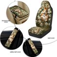 thumbnail image 5 of Xoenoiee Rabbit Bunny Daisy Flower Print Car Seat Cover Car Accessories Set Seatbelt Pads Armrest Cover Pad, Waterproof Faux Leather Auto Interior Decor, Set of 5, 5 of 7