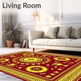 thumbnail image 2 of ODIKA 3'x5' Machine Washable Non-Slip Area Rug, Athletic Medallion Accent High Traffic Rug, Red, 668869, 2 of 7
