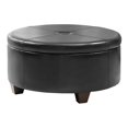 thumbnail image 1 of HomePop Winston Grand Pouf de Rangement en Similicuir à Boutons, Noir, 1 of 9