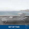 thumbnail image 2 of Lounge Chair Chaise, Set of 2, Aluminum, Metal, Steel, White Grey Gray, Modern Contemporary Urban Design, Outdoor Patio Balcony Cafe Bistro Garden Furniture Hotel Hospitality, 2 of 5
