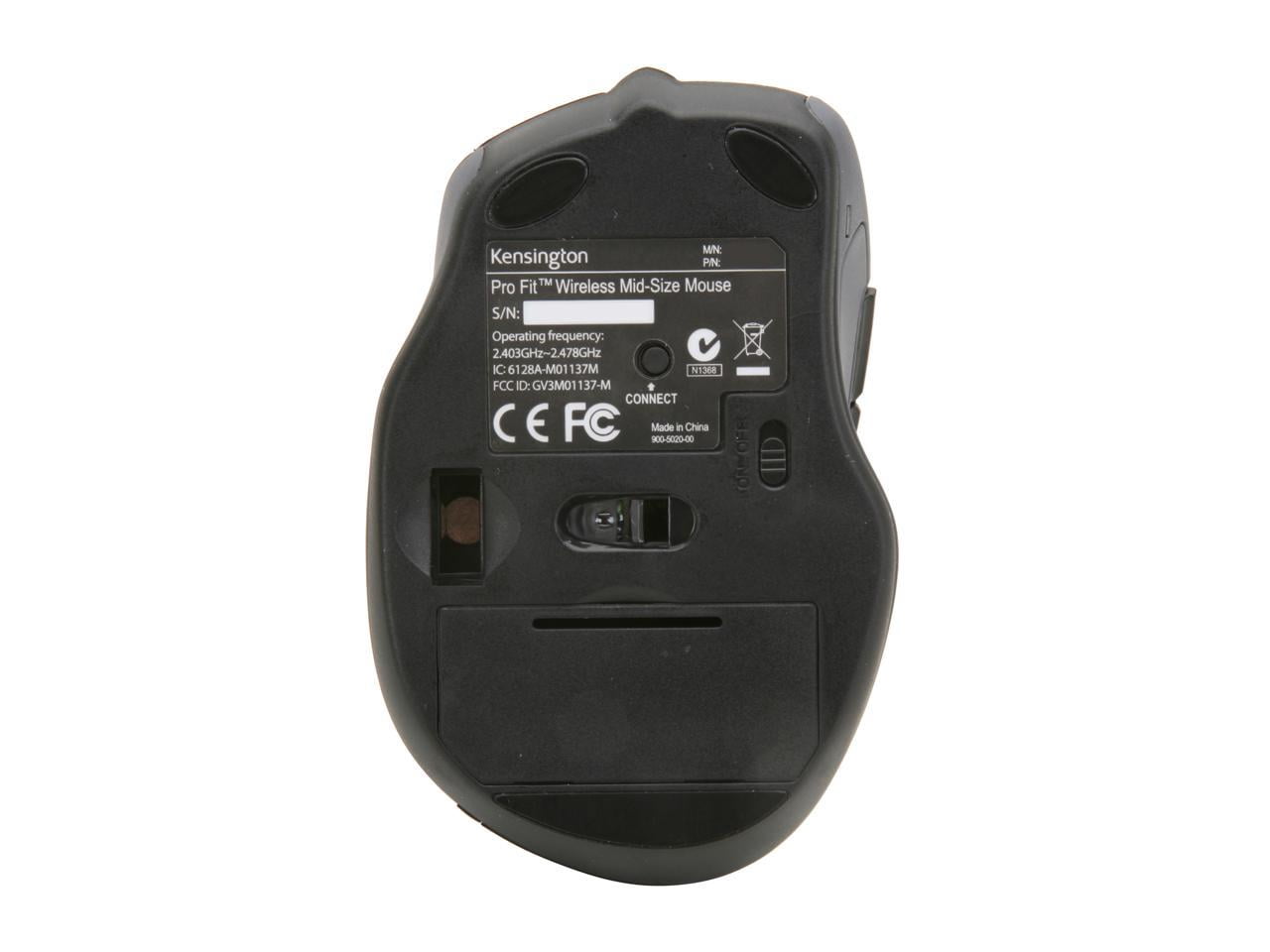 Kensington Pro Fit Mid-Size Right-handed Wireless Mouse with Nano Receiver (K72405US)