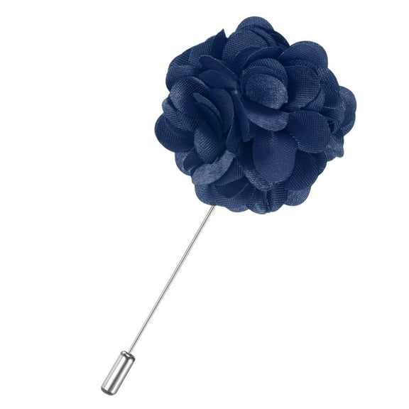 Uxcell 1-Pack Flower Boutonnieres Pin Camellia Flower Lapel Pins for Men Wedding Accessories/Prom [8.5cm, Navy Blue]