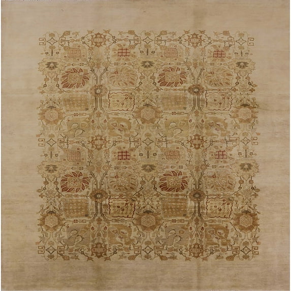 Ahgly Company Indoor Square Mid-Century Modern Light Brown Oriental Area Rugs, 8' Square