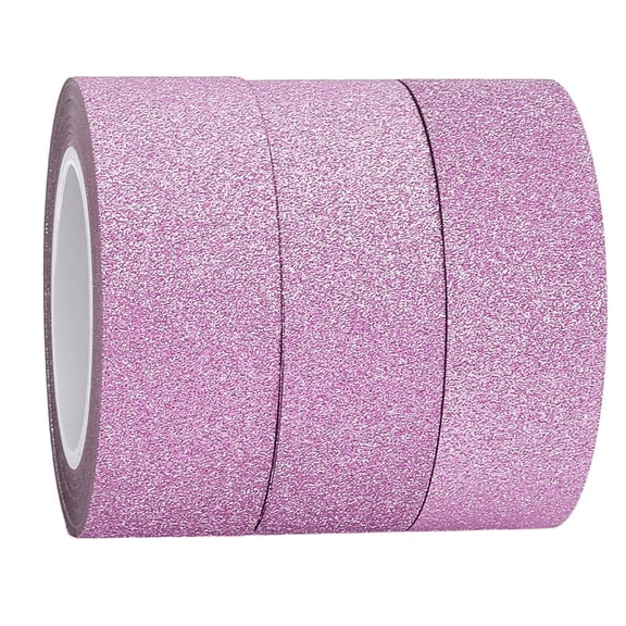 3 Rolls 30m x 15mm Glitter Decorative Tapes Adhesive Crafting Washi Paper Tape Light Purple Foil Masking Tapes Stick for DIY Scrapbook Gifts Wrapping Car Furniture Graphic Arts Walls Decor