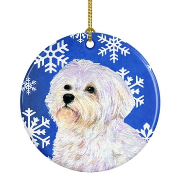 Carolines Treasures SS4619-CO1 Maltese Winter Snowflakes Holiday Ceramic Ornament 3 in multicolor