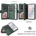 thumbnail image 2 of ELEHOLD for Google Pixel 6 Pro Case, Pixel 6 Pro Wallet Case for Women Men with 9 Credit Card Holder Zipper Purse PU Leather Strap Wristlet Protective Phone Cover,Green, 2 of 5