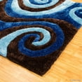 thumbnail image 4 of Allstar Brown Shaggy Area Rug with 3D Blue Spiral Design. Contemporary Formal Casual Hand Tufted (7' 6" x 10' 5"), 4 of 7