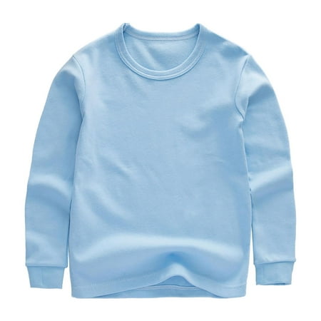 

Binhe Boys and Girls Classic Fit Crewneck Long Sleeve T-Shirt Organic Cotton Soft Base Layer for Toddlers and Kids Available in a Variety of Colors Comfortable Crew Neck Design with Long Sleeves