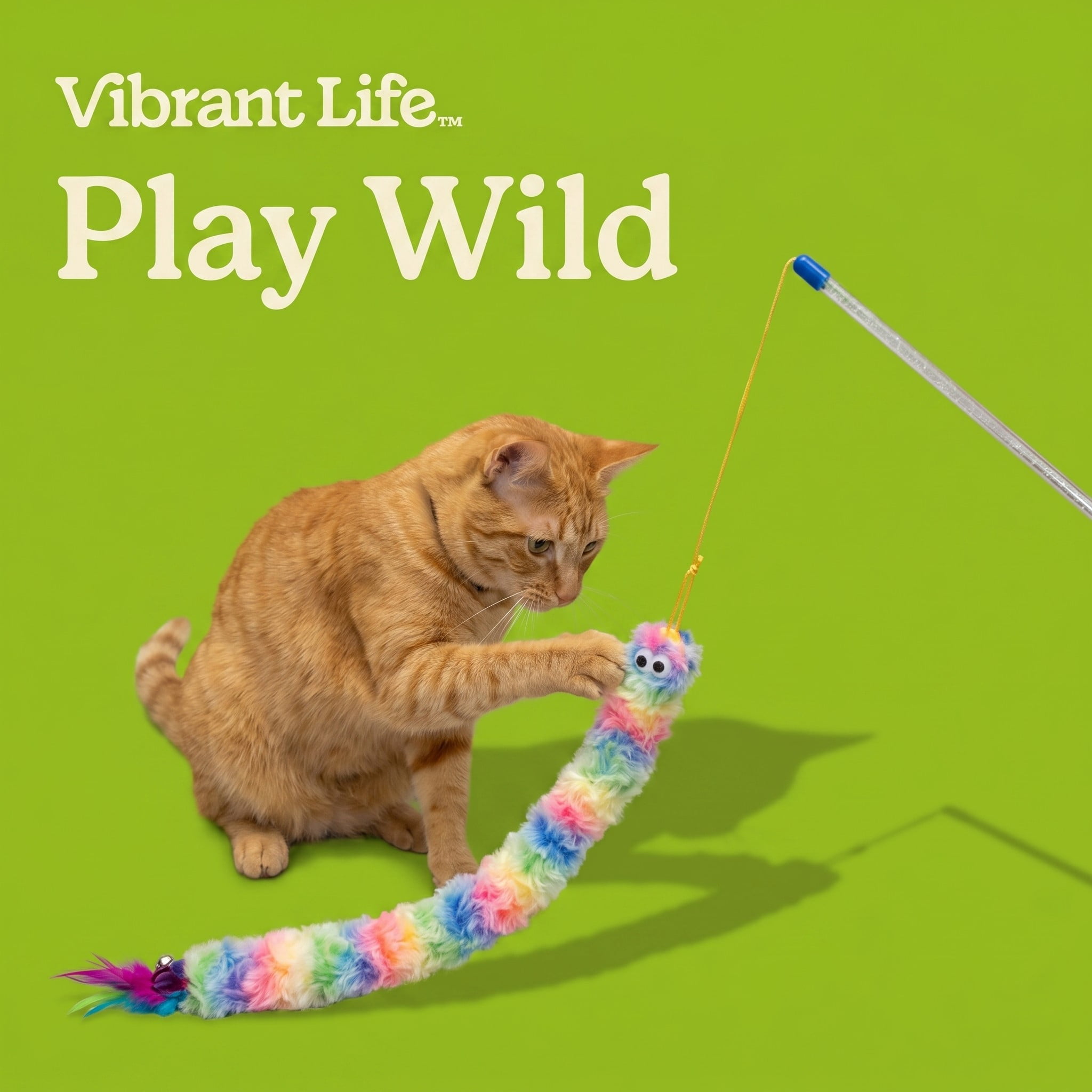 Vibrant Life Catnip Rainbow Wand Teaser Cat Toy, 23"