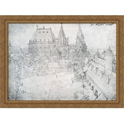 The Cathedral Of Aix-La-Chapelle With Its Surroundings, Seen From The Coronation Hall 38x28 Large Gold Ornate Wood Framed Canvas Art by Albrecht Durer