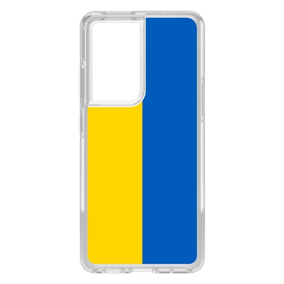 DistinctInk Clear Hybrid Case for Samsung Galaxy S21 Ultra (6.8" Screen) - Ukraine Flag - Lightweight Grip