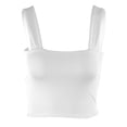 thumbnail image 5 of DHFJKG Women's Sexy Crop Tank Top Square Neck Wide Straps Tight Solid Color Basic Cami Shirts Summer Night Out Club Party Wear Trendy Tops, 5 of 6
