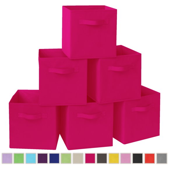 YOYTOO 6 Pack Collapsible Fabric Cube Storage Bins, 11" Collapsible Cube Organizer Baskets Bins