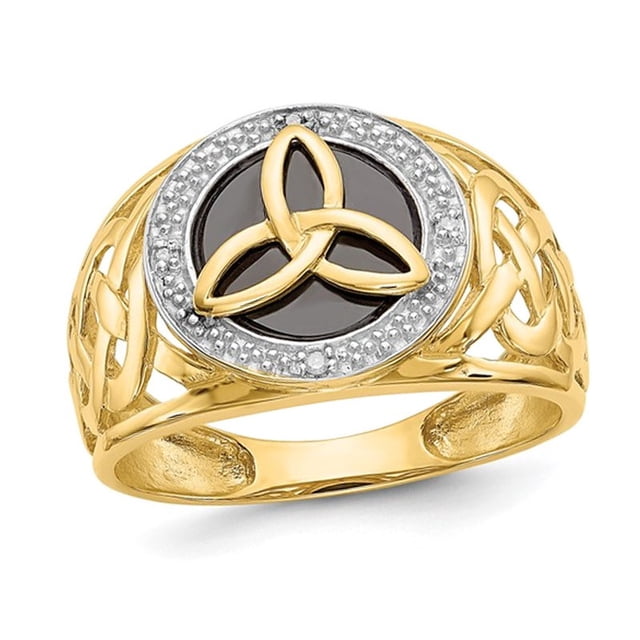 Mens Black Onyx Trinity Ring inw 14K Yellow Gold (SIZE 10)
