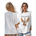 thumbnail image 6 of Women's T-Shirt WALLEN NASHVILLE,TENNESSEE Guitar Wings Short Sleeve Casual Tee Classic Crew Neck T Shirt for Women White, 4XL, 6 of 7