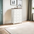 thumbnail image 2 of Vastcury Farmhouse 5 Drawers Dresser for Bedroom, Wood Rustic Tall Chest of Drawers, Storage Cabinet for Living Room Hallway, Antique White, 2 of 14