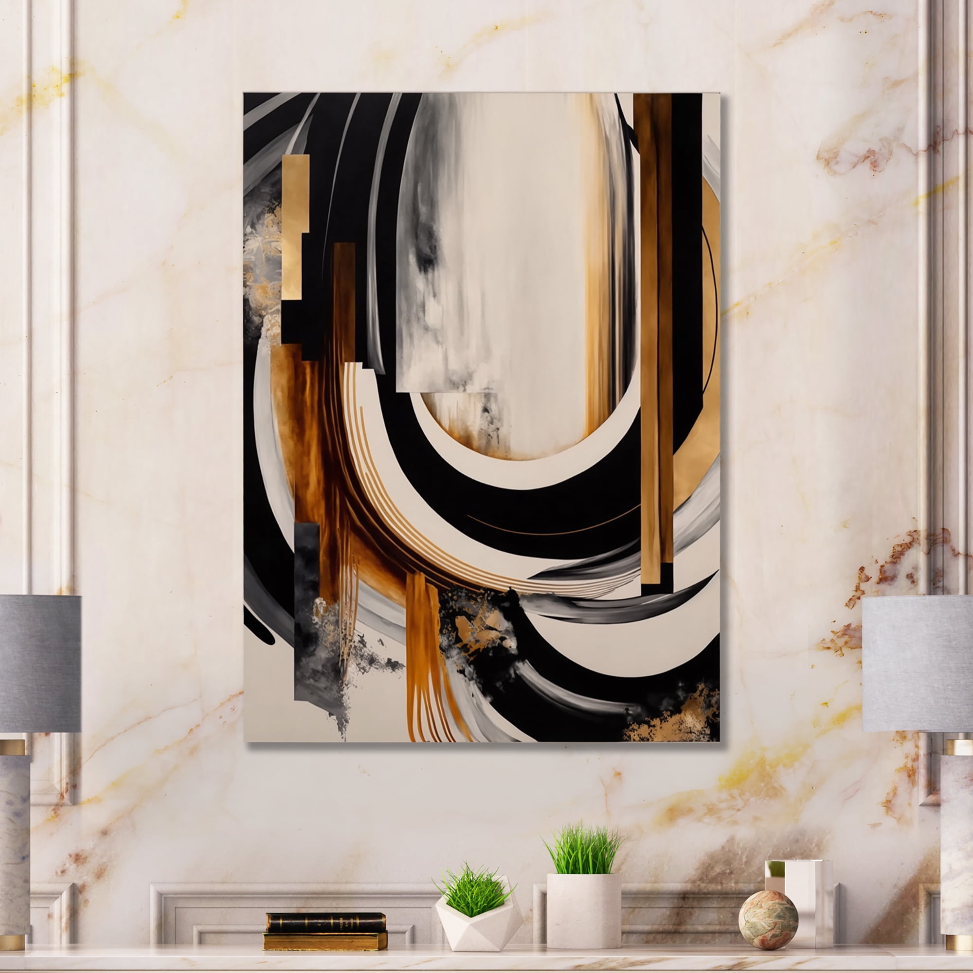 Designart Gold Touch Art Deco IV Canvas Wall Art