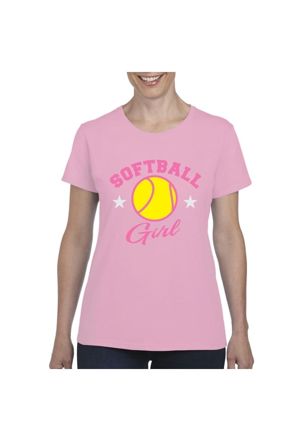 - Women's T-Shirt Short Sleeve, up to Women Size 3XL - Softball Girl