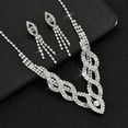 thumbnail image 3 of Top-keivon Rhinestone Bridal Wedding Jewelry Set Silver Crystal Necklace Earrings Sets Formal Costume Jewelry for Women and Brides, 3 of 7
