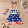 thumbnail image 2 of Wxirdiow Dresses for Girls Baby Girls 4th of July Outfit American Flag Dress Toddler Red White and Blue Patriotic Dresses and Hair Band Blue Size,18-24 Months, 2 of 8