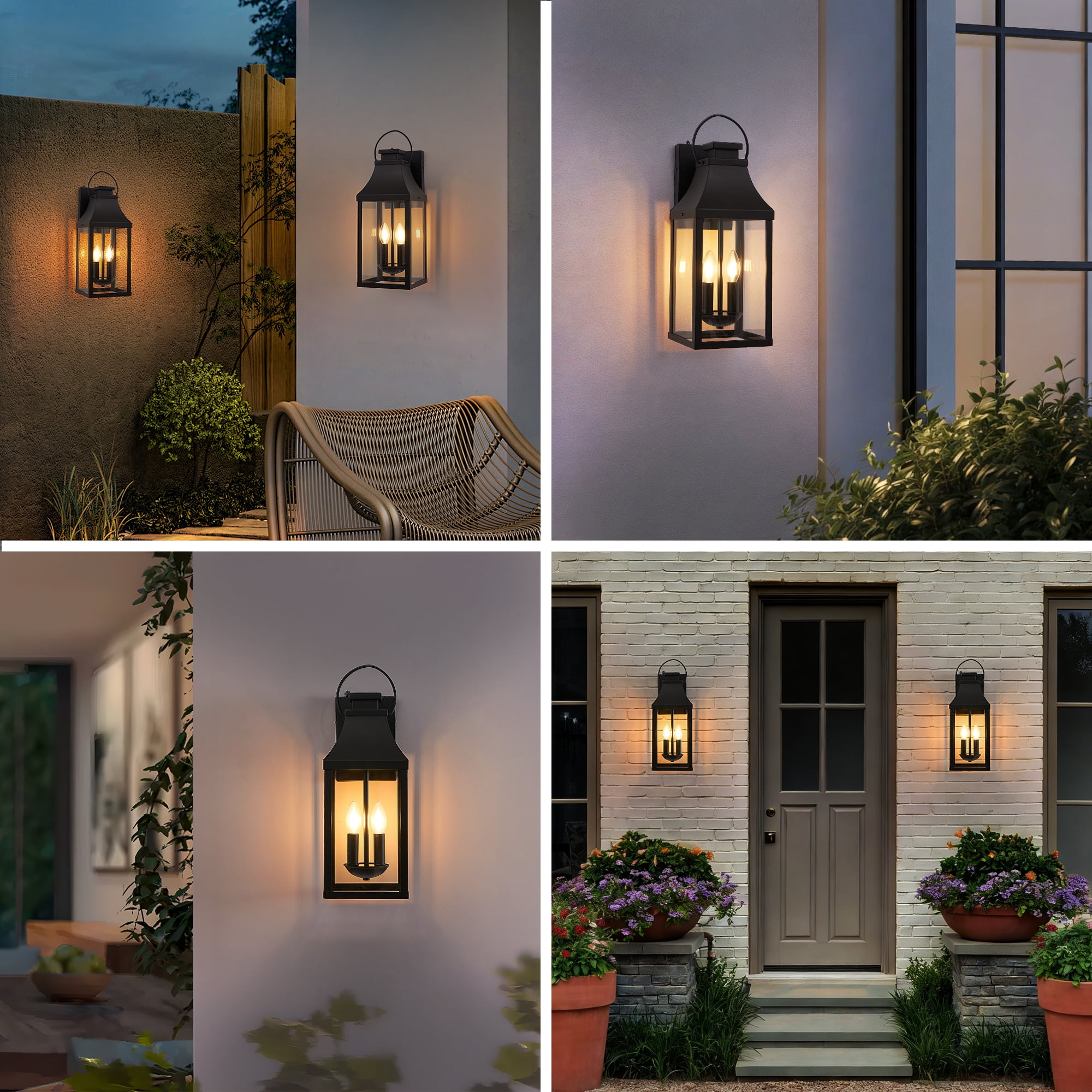 Leumius 2-Pack Outdoor Lighting Fixture, 20'' Large Porch Lights Outdoor Sconce Lights, 2-Light Black Exterior Lights for House Waterproof Outside Patio Lanterns for House Garage