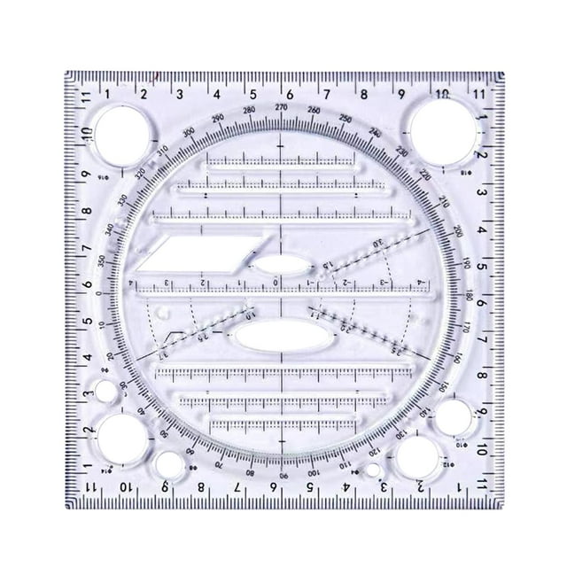 Drawing Ruler Construction DIY Template Measuring Scale Ruler for Adult Kids Black