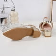 thumbnail image 5 of Owordtank Rhinestone Bow Heels Women Pointed Toe Low Heel Pumps Ankle Strap Wedding Bridal Party Shoes, 5 of 6