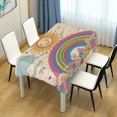thumbnail image 4 of Yayeee Tablecloths 60" x 90" Rectangle Wrinkle Resistant Party Table Cover, Beige Rainbow, 4 of 8