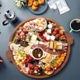 thumbnail image 3 of Cnshop 13" Round Acacia Wood Serving Tray with Handles, Decorative Coffee Table Tray and Cheese Board, 3 of 7