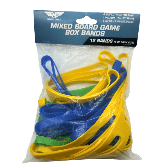 12 Pack of Mixed Board Game Box Bands (4 of each Small, Medium, Large)